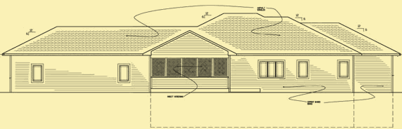 Rear Elevation For Passive Solar Ranch House