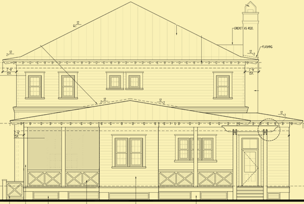 Rear Elevation For Porches Up & Down