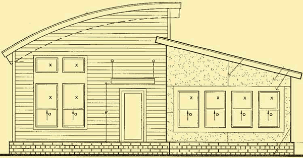 Rear Elevation For Radius Roof House