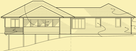 Rear Elevation For Unique Passive Solar Home