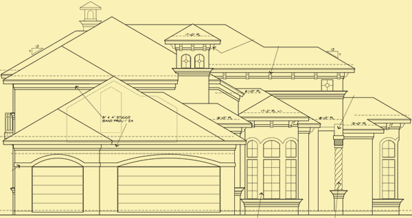 Side 1 Elevation For Mediterranean Style Villa