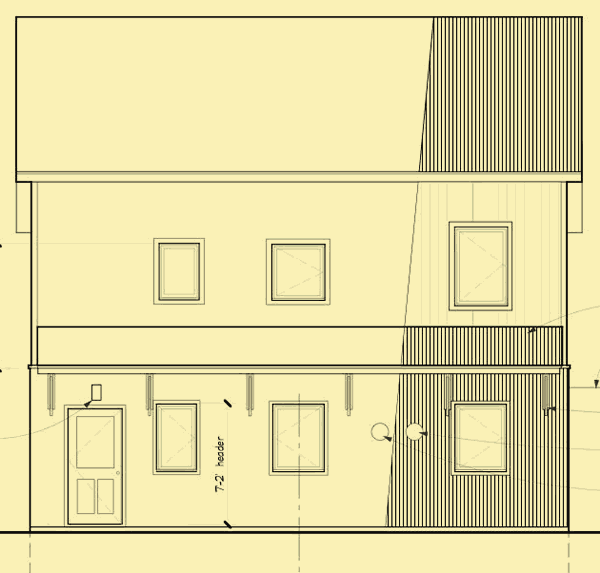 Side 1 Elevation For Rustic Guest House