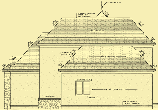 Side 2 Elevation For French Country Manor