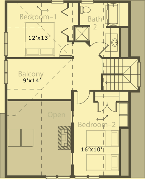 Upper Level Floor Plans For A Forest Cottage