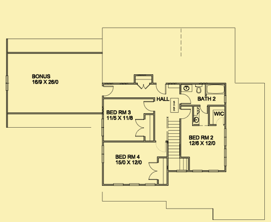 Upper Level Floor Plans For Craftsman With A Side View