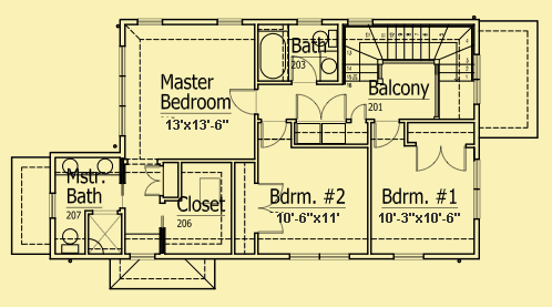 Upper Level Floor Plans For Distinctive Urban Cottage