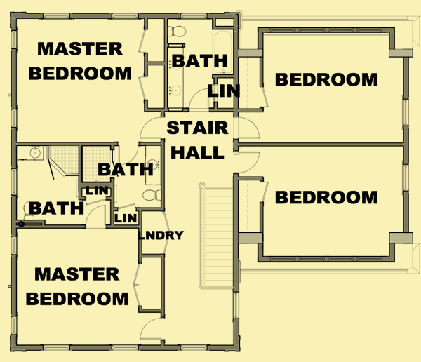 Upper Level Floor Plans For Greek Revival 4 Bedroom