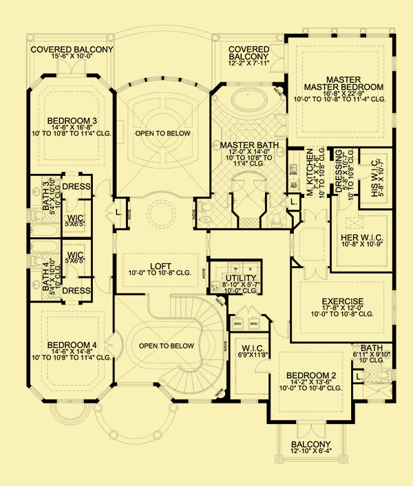 Upper Level Floor Plans For Mediterranean Manor