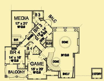 Upper Level Floor Plans For Mediterranean Style Chateau