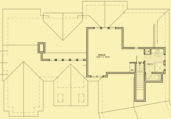 Upper Level Floor Plans For Three Bedroom One-Story Craftsman